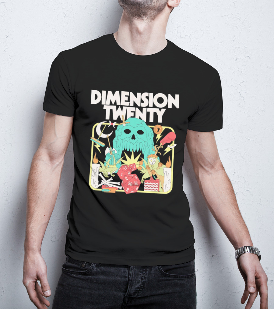 Dimension Twenty Skull Dice Fantasy Adventure T-Shirt
