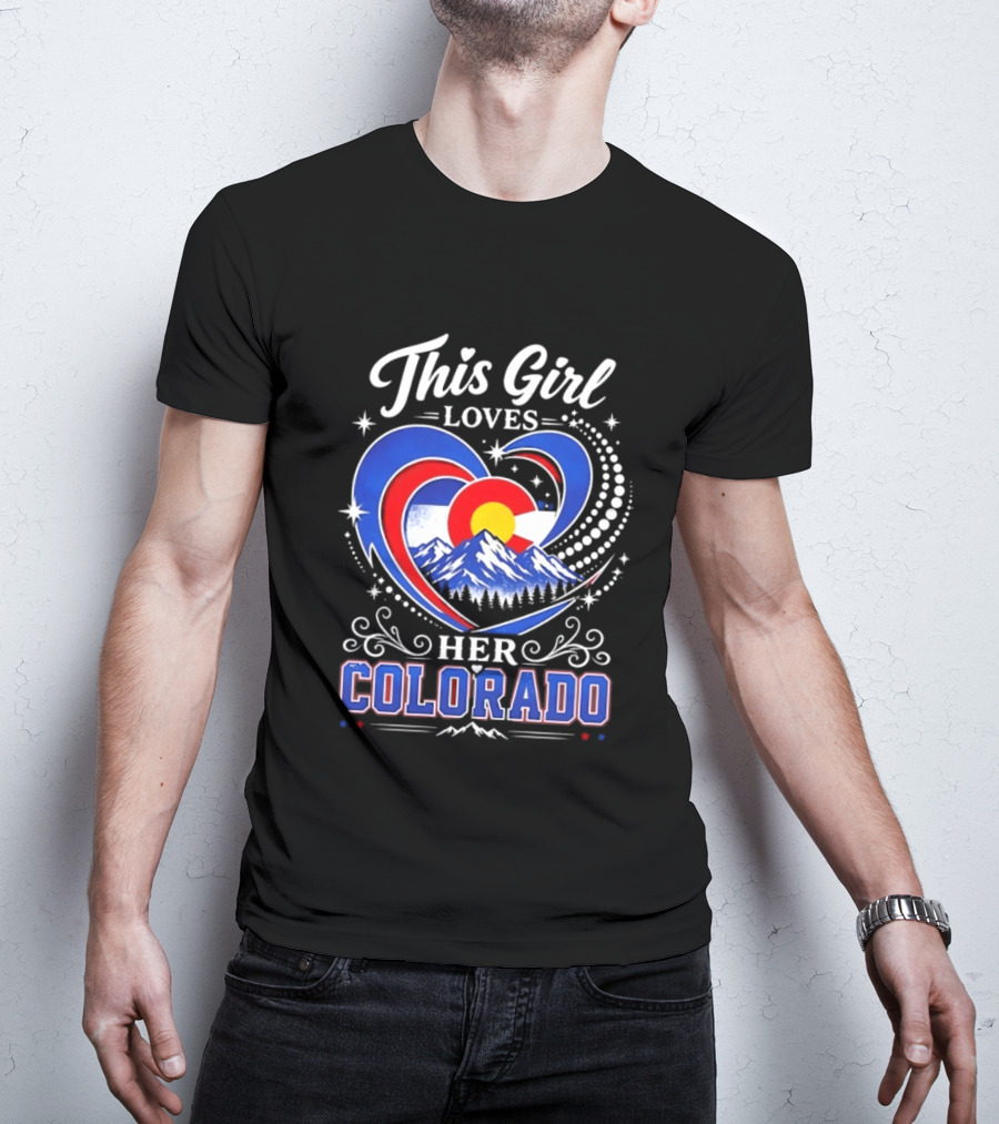 This Girl Loves Her Colorado With Heart And Mountain Scene T-Shirt