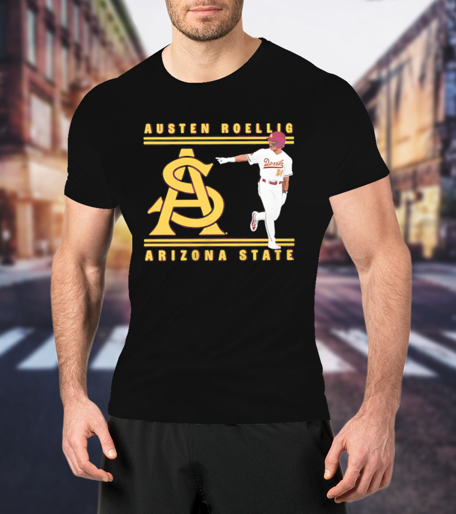 Austen Roellig Arizona State Devils Baseball NCAA Illustrated ASU T-Shirt