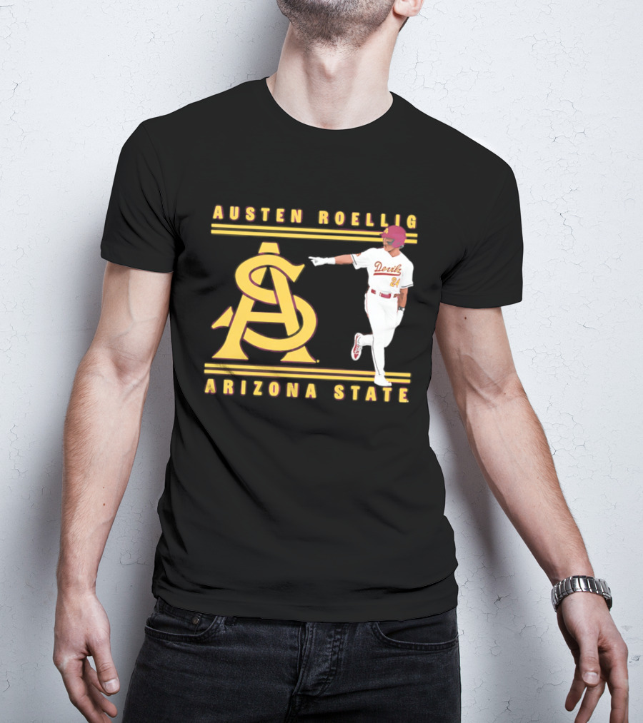 Austen Roellig Arizona State Devils Baseball NCAA Illustrated ASU T-Shirt