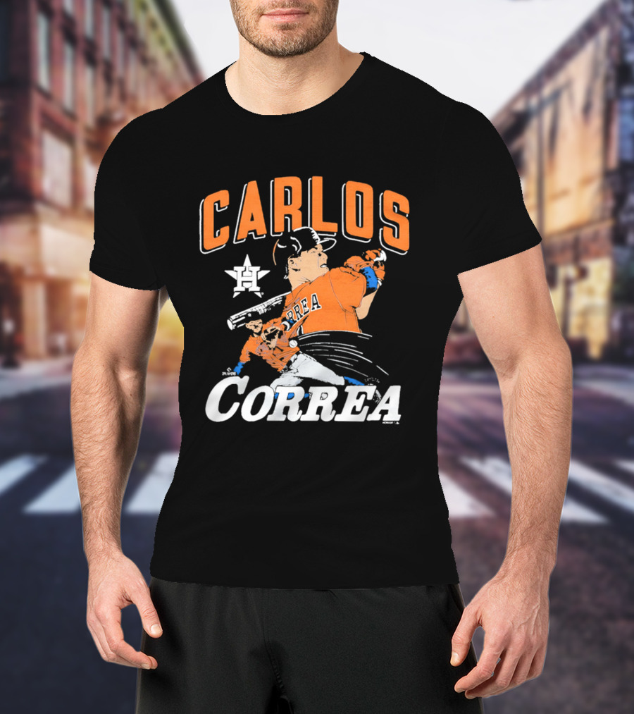 Carlos Correa Astros Caricature Tri Blend T-Shirt