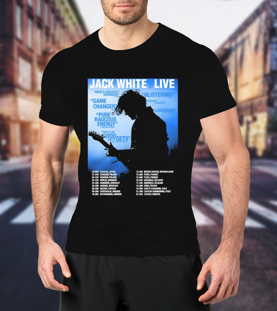 Jack White Live Europe 2026 Tour Dates Schedule Legendary Rock Concert Experience T-Shirt