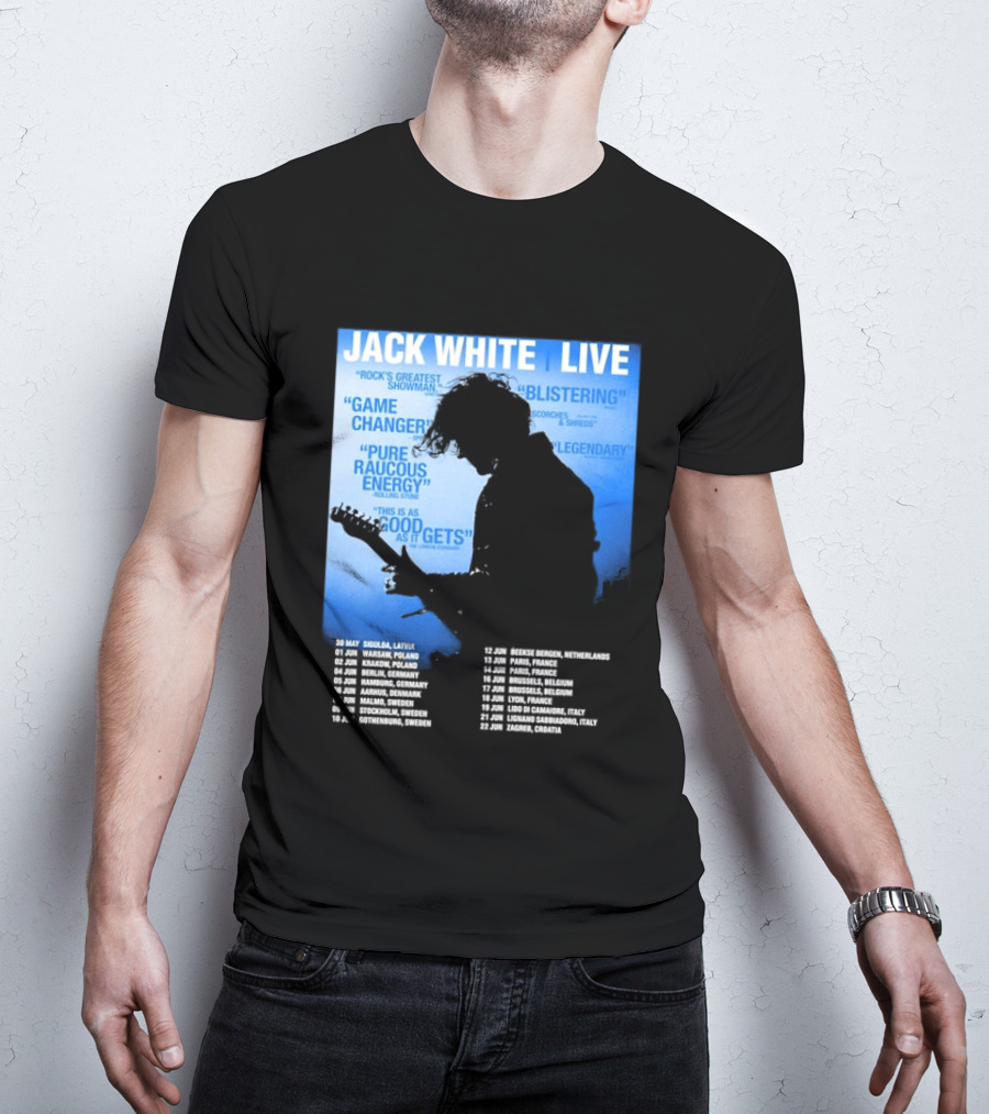 Jack White Live Europe 2026 Tour Dates Schedule Legendary Rock Concert Experience T-Shirt