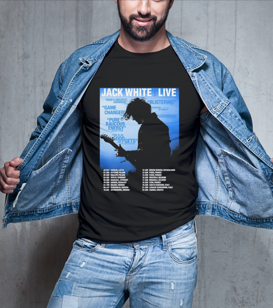 Jack White Live Europe 2026 Tour Dates Schedule Legendary Rock Concert Experience T-Shirt