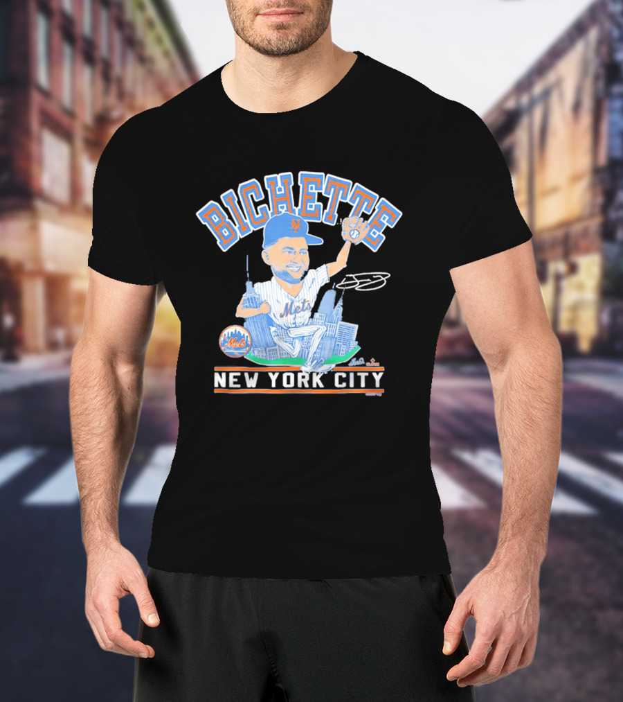 New York Mets Bichette Caricature New York City Tri Blend T-Shirt
