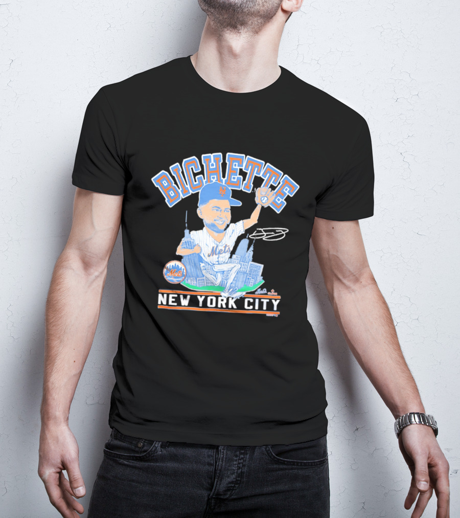 New York Mets Bichette Caricature New York City Tri Blend T-Shirt
