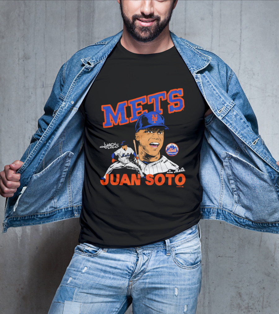 Mets Juan Soto Caricature Tri Blend T-Shirt