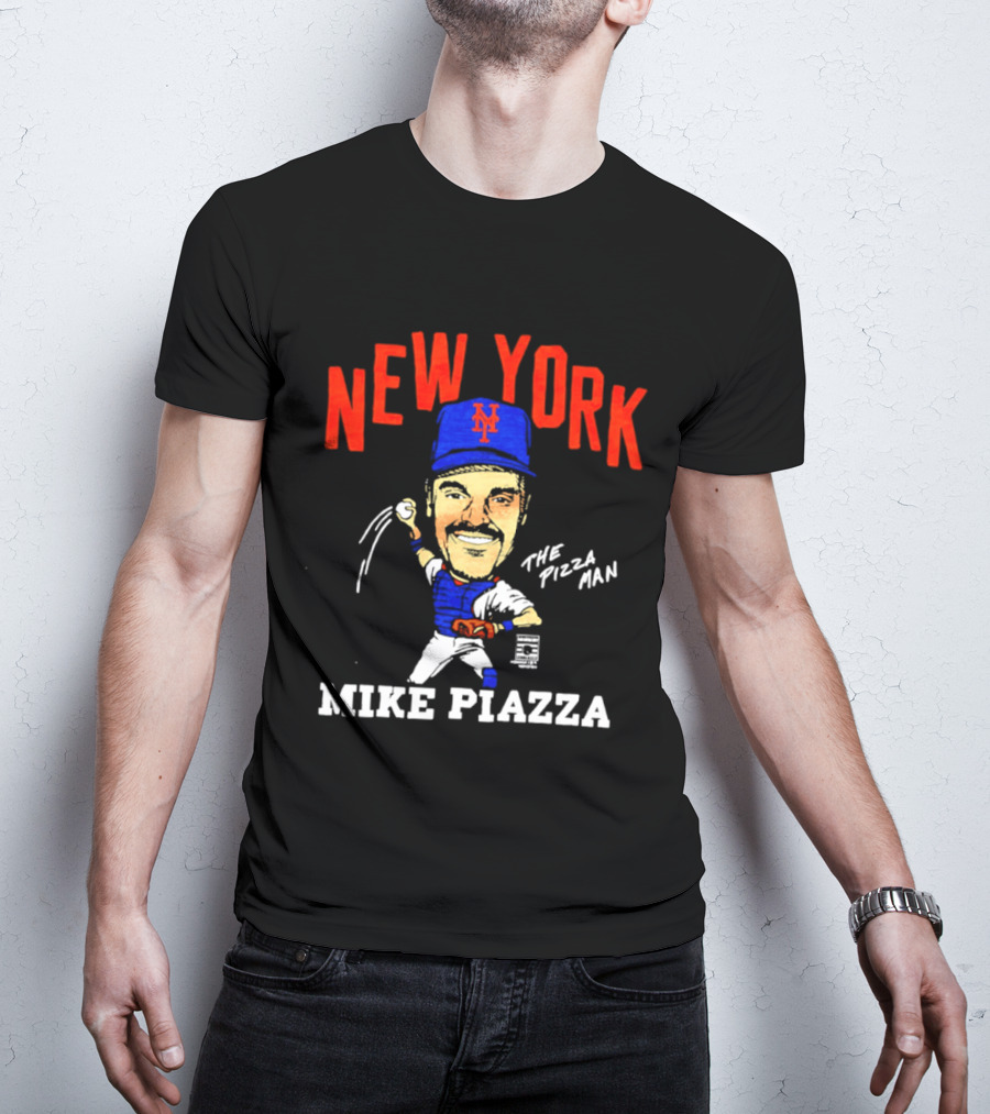 New York Mets Mike Piazza The Pizza Man Caricature T-Shirt