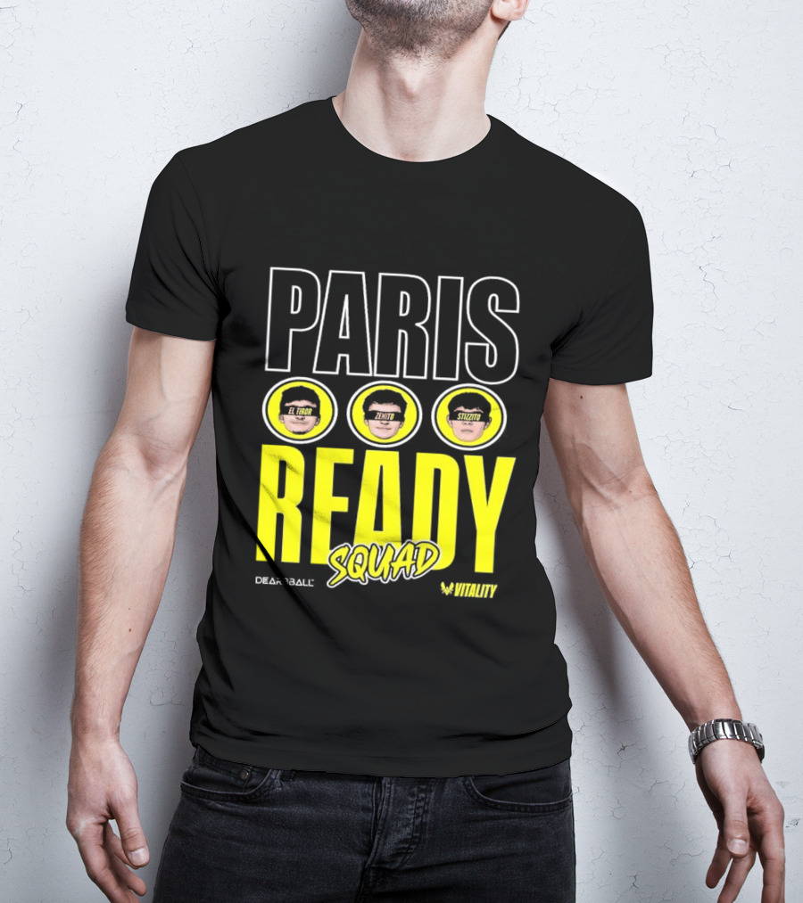 Paris Ready Squad Dearbball Vitality Text Faces T-Shirt