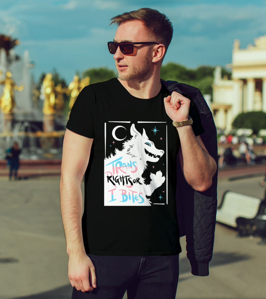 Trans Rights Or I Bites Wolf Moon Stars T-Shirt