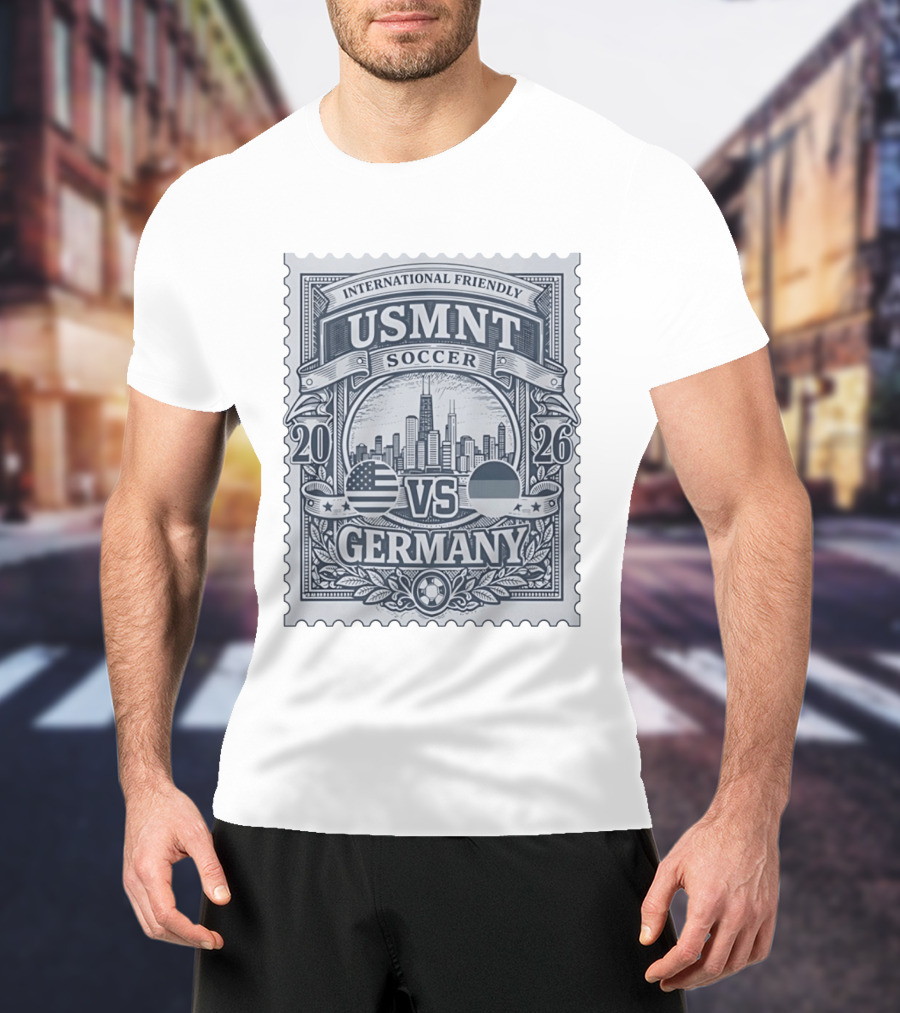 International Friendly 2026 USMNT Soccer Vs Germany Chicago Skyline T-Shirt