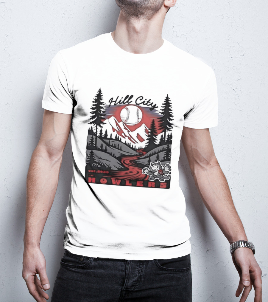Hill City Howlers Est 2020 Mountain Pine Tree Forest Nature Sports T-Shirt