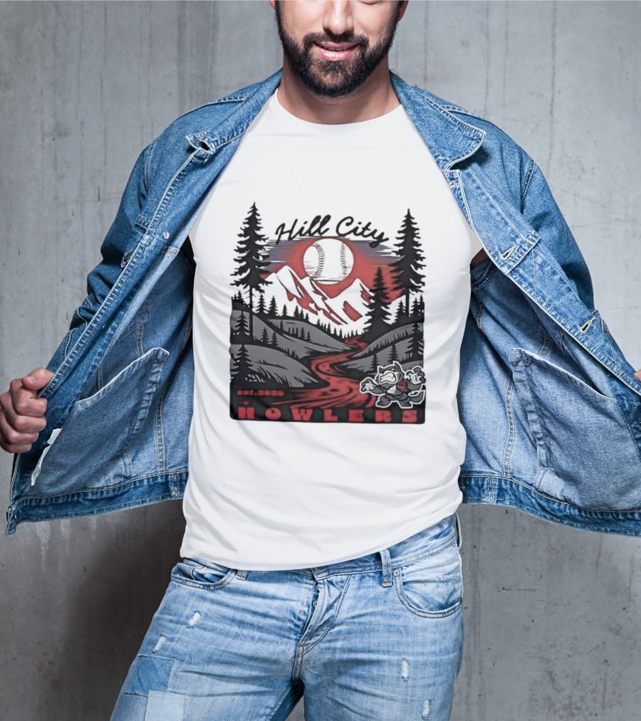 Hill City Howlers Est 2020 Mountain Pine Tree Forest Nature Sports T-Shirt