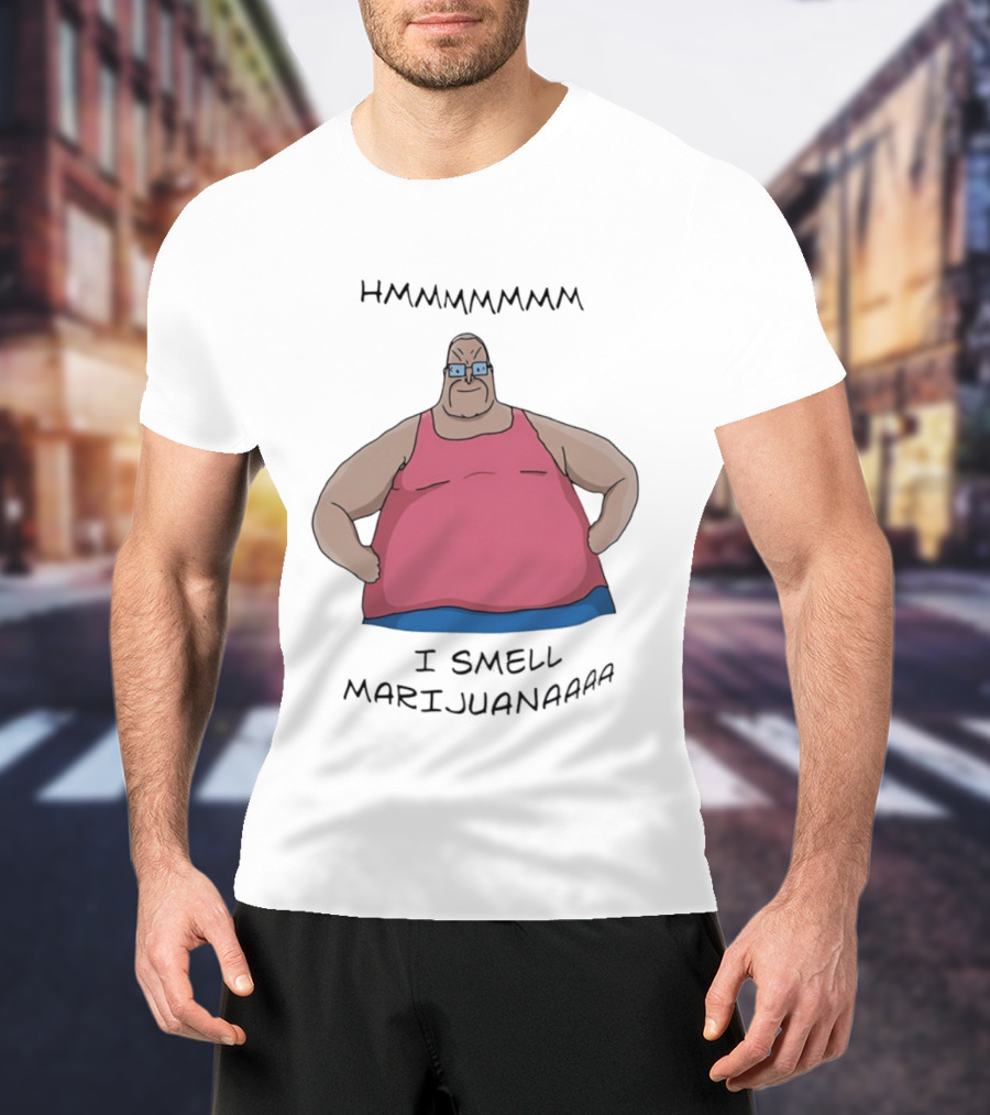 HMMMMMMM I Smell Marijuana Meme Character In Pink T-Shirt