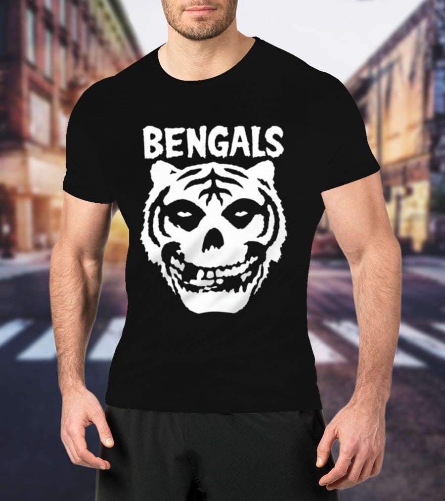 Bengals Skull Tiger Face Fusion T-Shirt