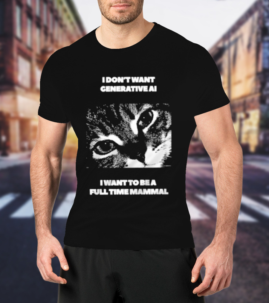 I Don't Want Generative AI I Want To Be A Full Time Mammal Cat Eyes T-Shirt