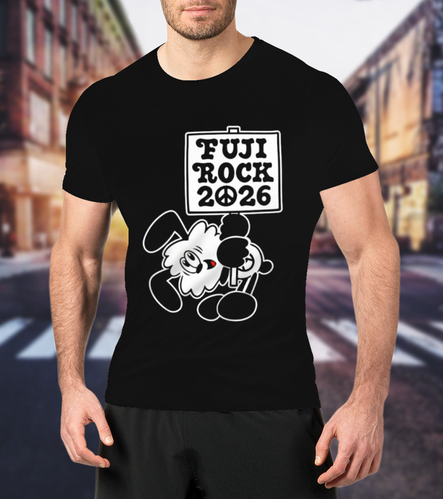 Fuji Rock 2026 Peace Sign Cartoon T-Shirt