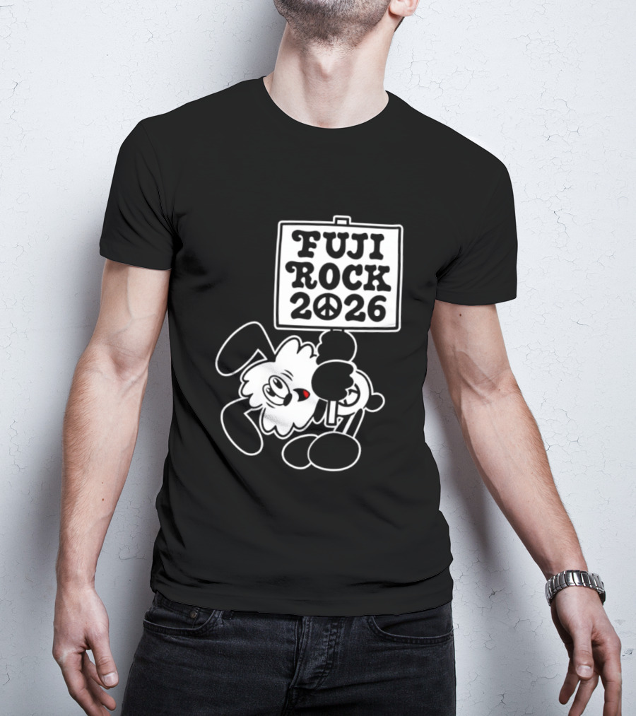 Fuji Rock 2026 Peace Sign Cartoon T-Shirt