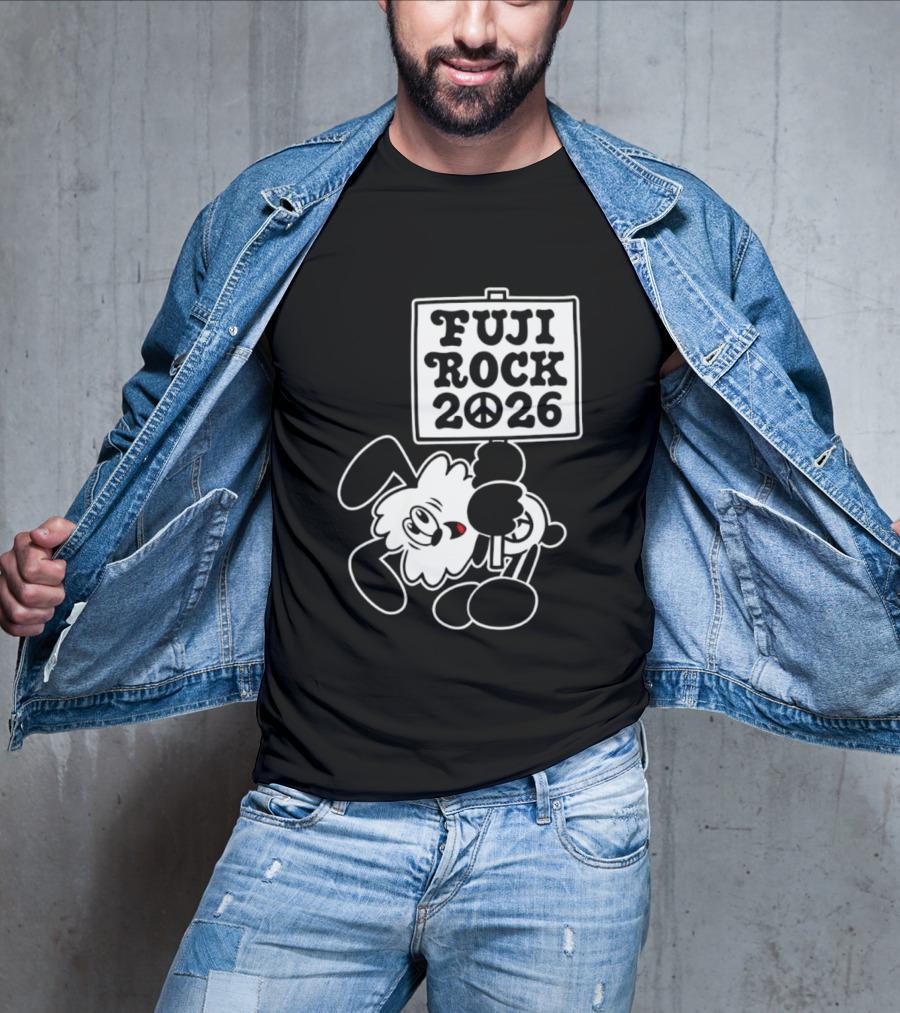 Fuji Rock 2026 Peace Sign Cartoon T-Shirt
