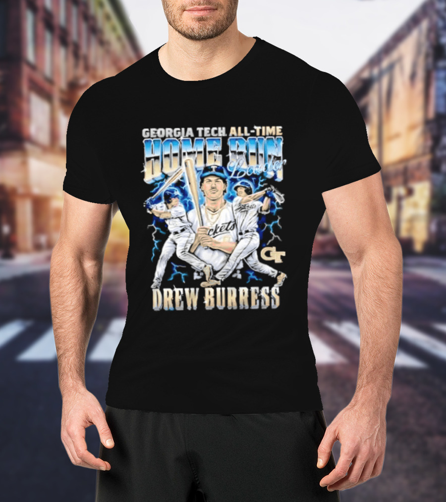 Georgia Tech All Time Home Run Drew Burress GT Baseball Players T-Shirt
