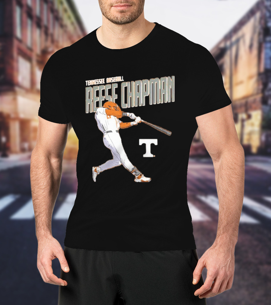 Tennessee Baseball Reese Chapman Swinging Action T-Shirt