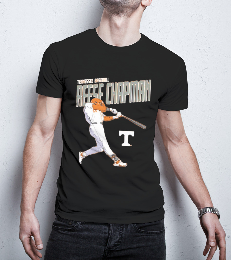 Tennessee Baseball Reese Chapman Swinging Action T-Shirt