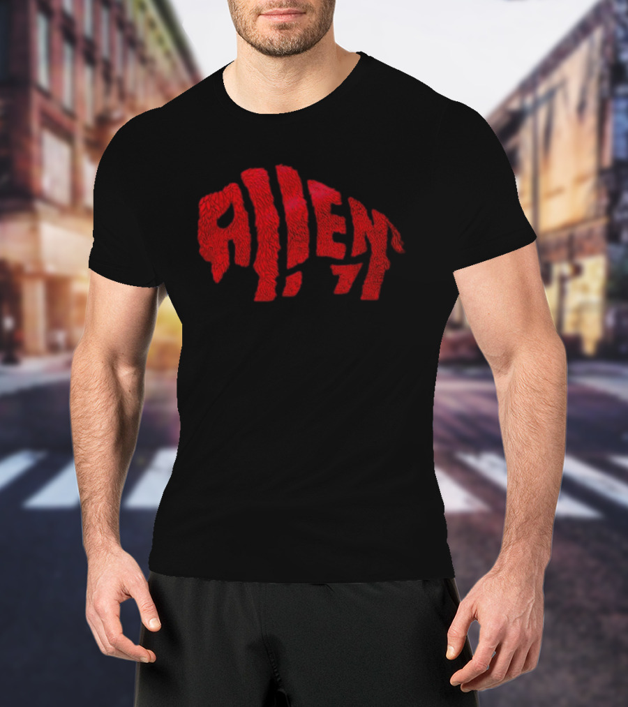 Allen Buffalo Bills Football Player Red Furry Letters T-Shirt