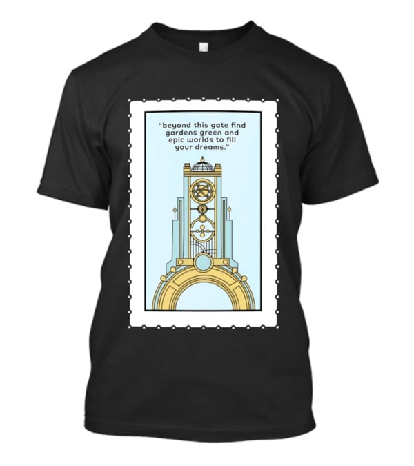 Epic Worlds Gate Tower Dreams Imagination Steampunk Deco Fantasy T-Shirt