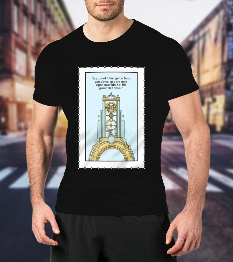 Epic Worlds Gate Tower Dreams Imagination Steampunk Deco Fantasy T-Shirt