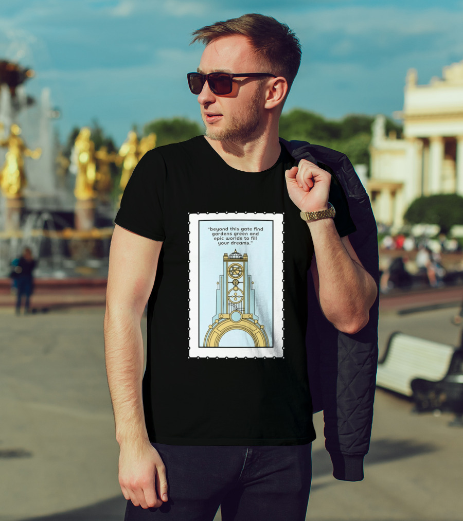 Epic Worlds Gate Tower Dreams Imagination Steampunk Deco Fantasy T-Shirt