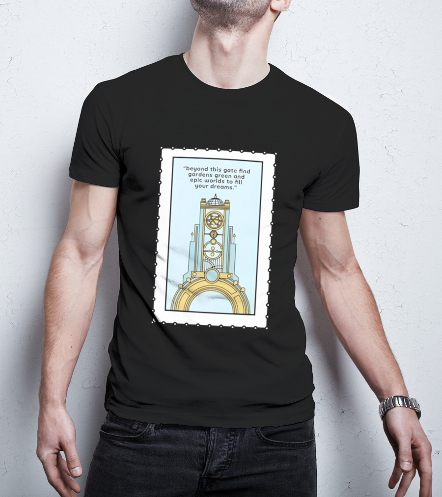 Epic Worlds Gate Tower Dreams Imagination Steampunk Deco Fantasy T-Shirt