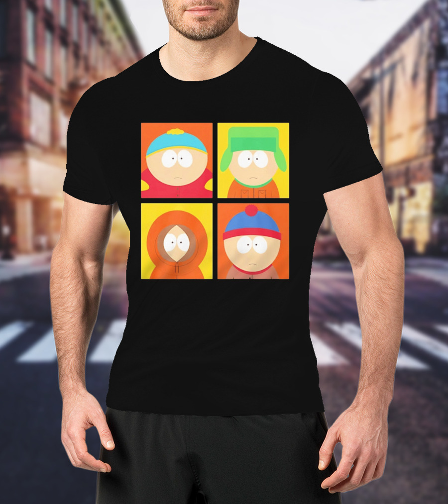 South Park Characters Cartman Kyle Kenny Stan Pop Blocks T-Shirt