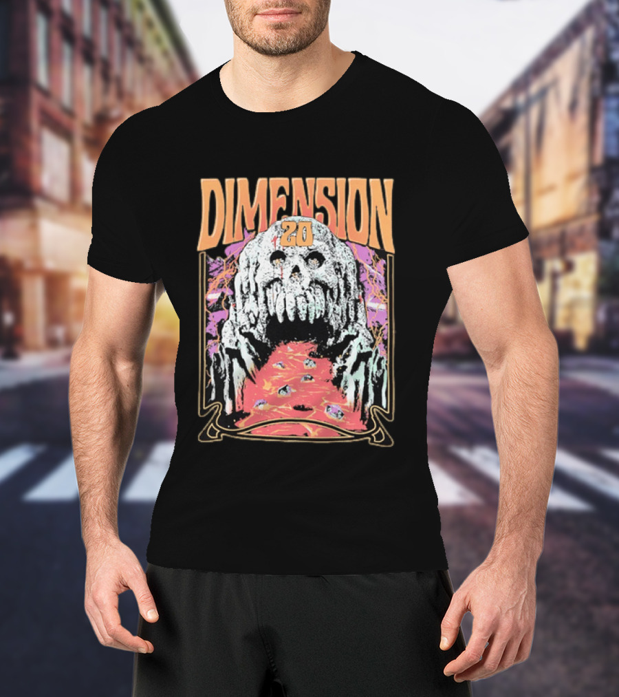 Dimension 20 Skull Lava Dice T-Shirt