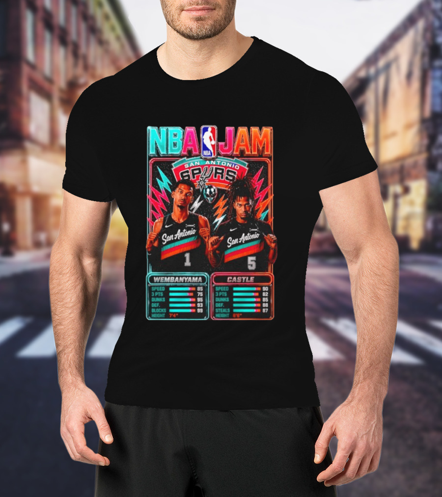 NBA Jam Wembanyama Castle San Antonio Spurs T-Shirt