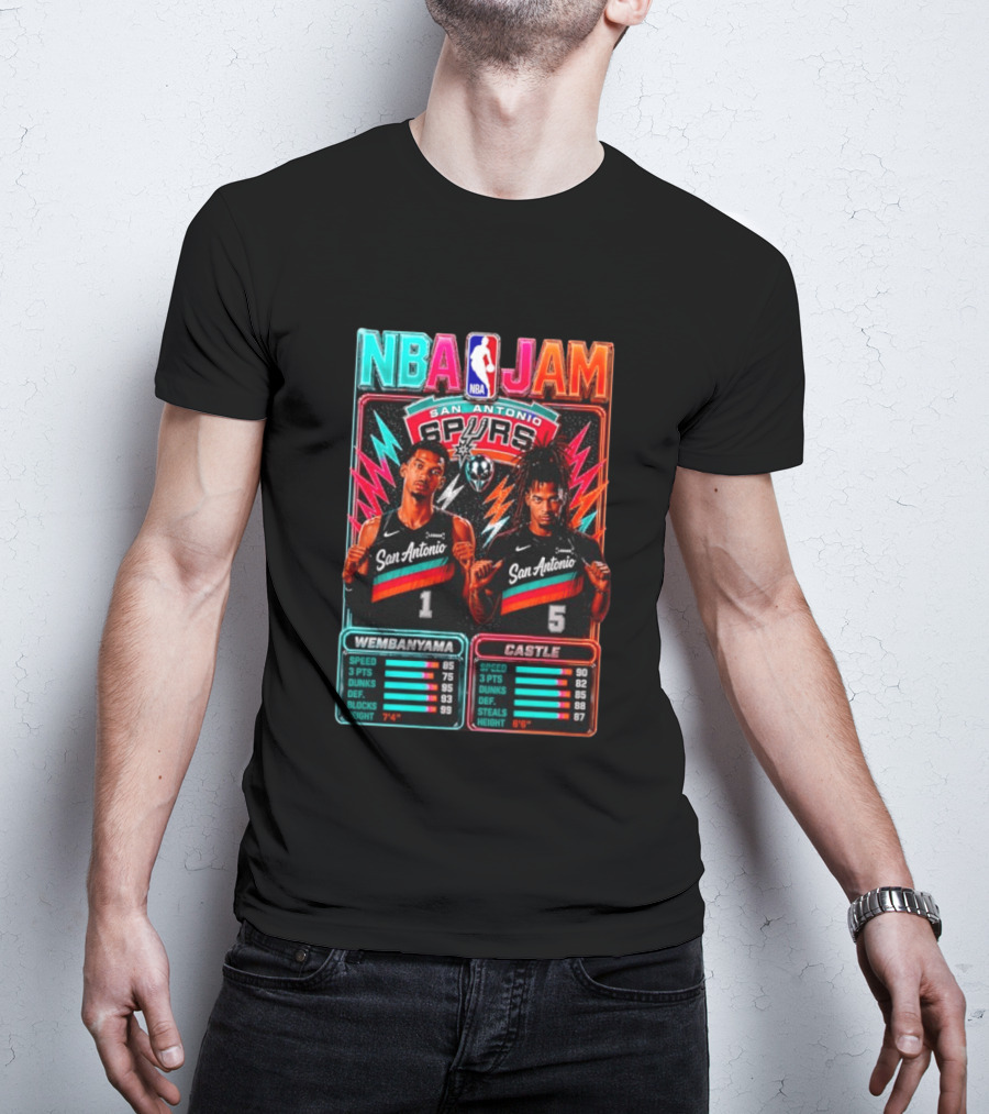 NBA Jam Wembanyama Castle San Antonio Spurs T-Shirt