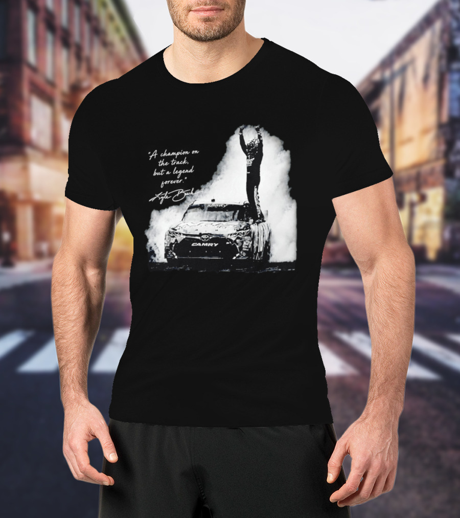 Kyle Busch Celebrating On Toyota Camry 18 NASCAR Cup Series Victory T-Shirt