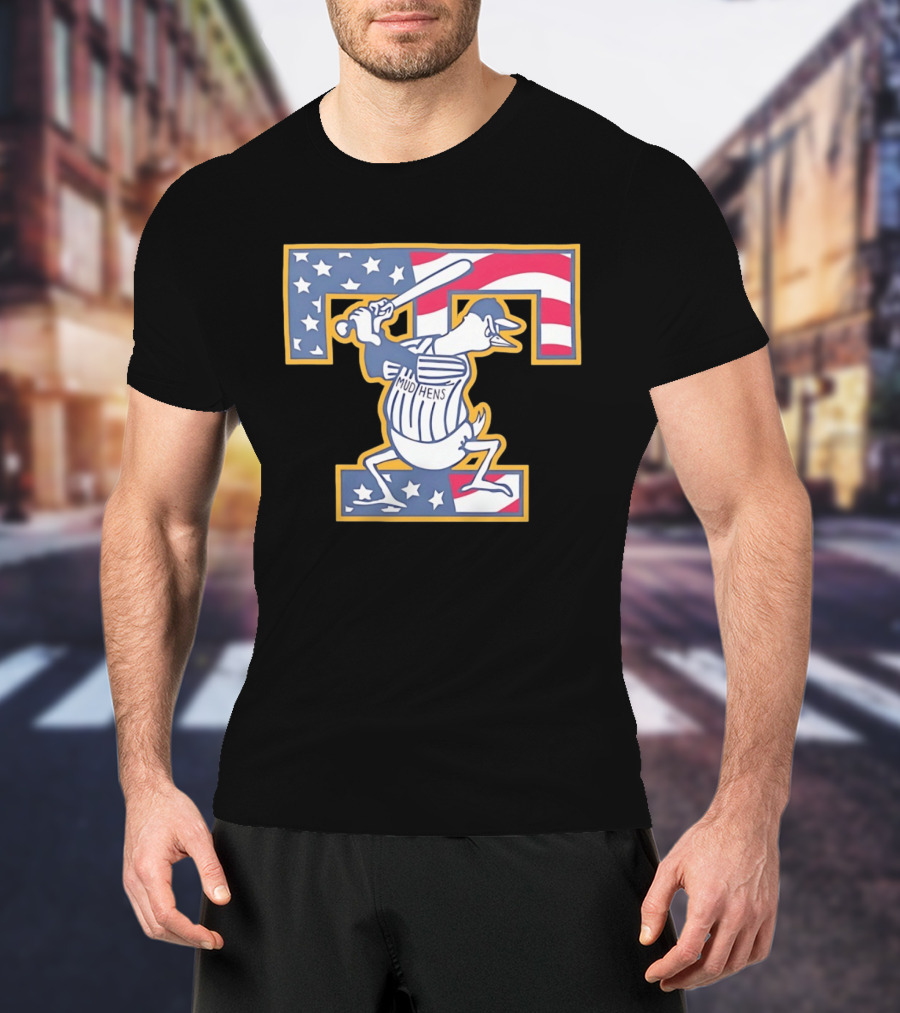 Toledo Mud Hens Muddy Stars And Stripes American Baseball T-Shirt