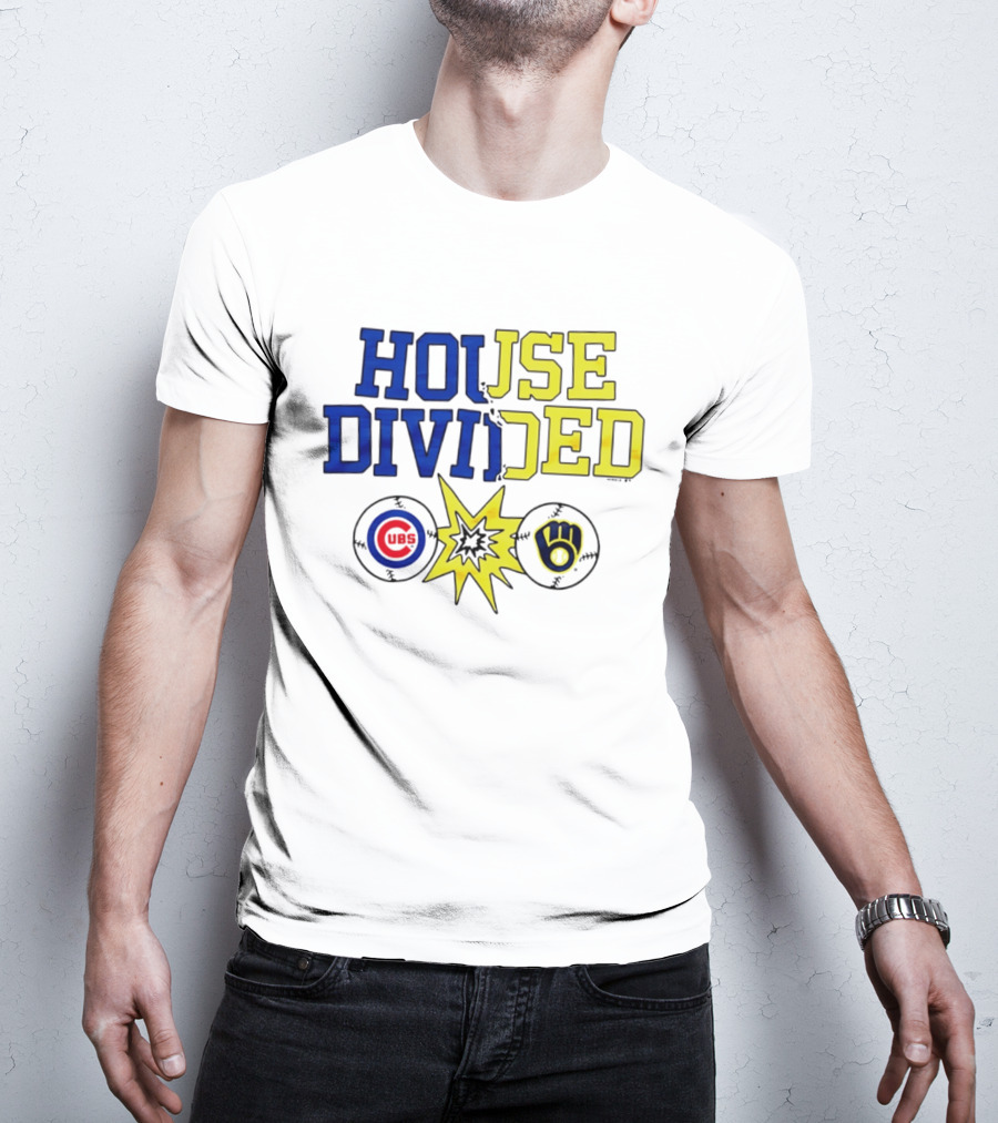 Chicago Cubs Vs Milwaukee Brewers Rivalry House Divided Fan Gear T-Shirt