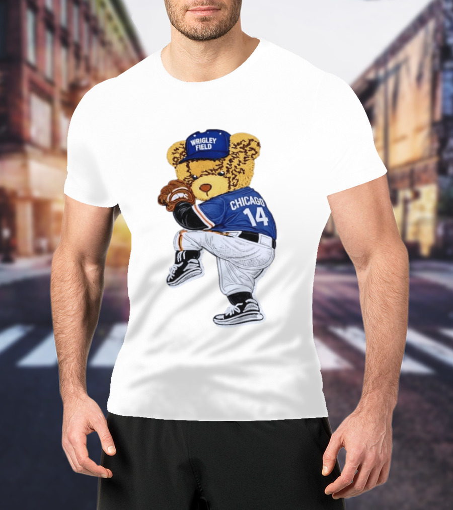 Wrigley Field Chicago Bear 14 Baseball Pitcher T-Shirt