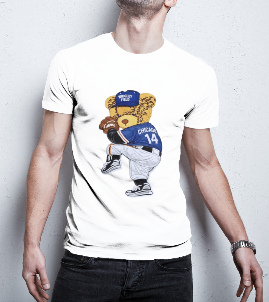 Wrigley Field Chicago Bear 14 Baseball Pitcher T-Shirt