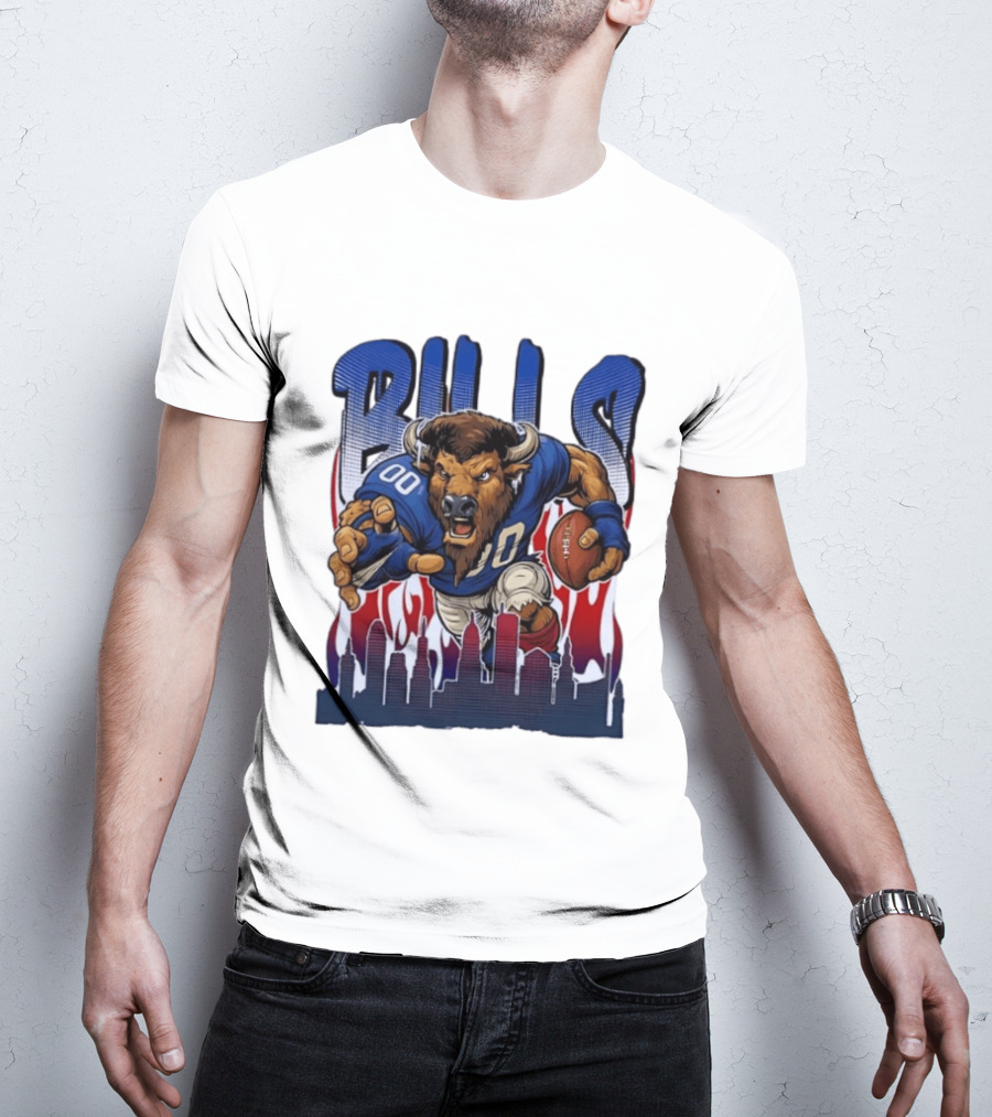 Buffalo Bills Football Running Buff City Skyline T-Shirt