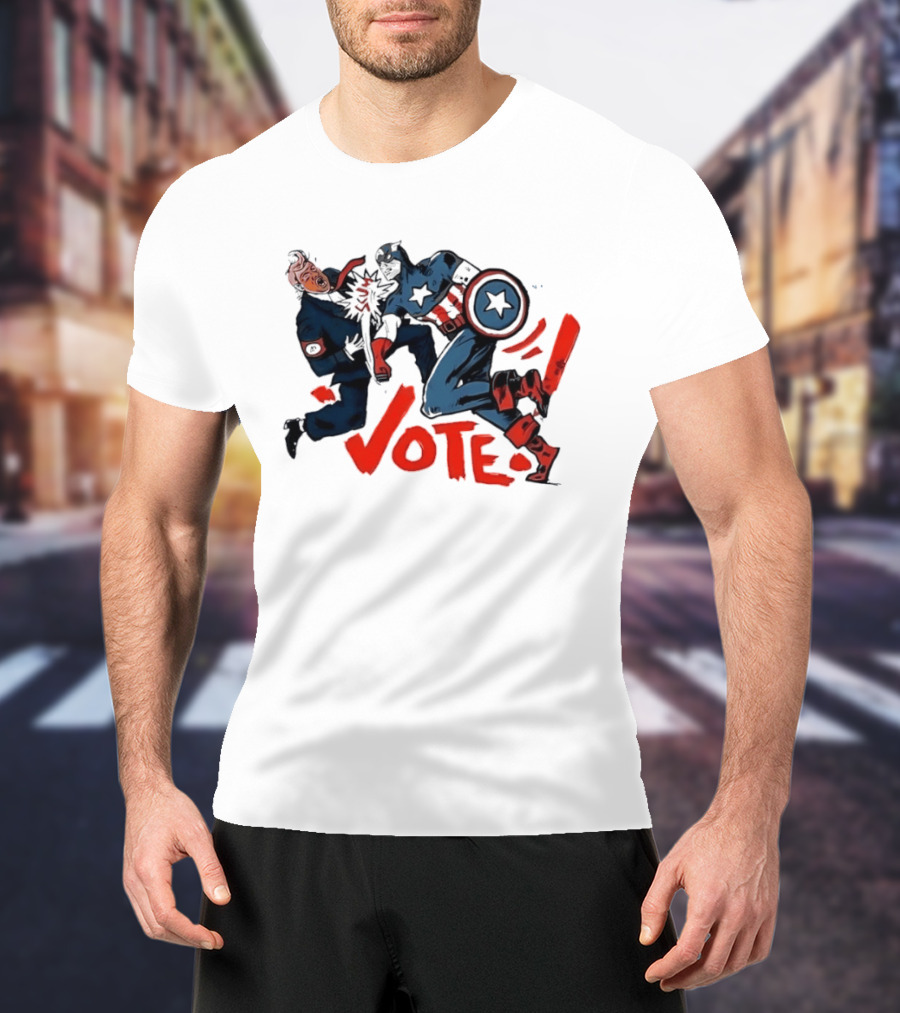 Captain America Punch Donald Trump Vote Comic T-Shirt