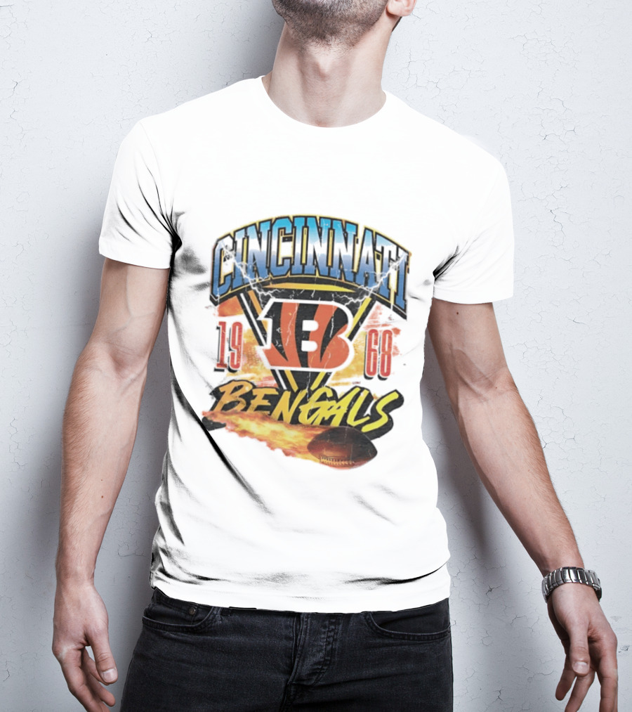 Cincinnati Bengals 1968 Flaming Football Vintage NFL T-Shirt