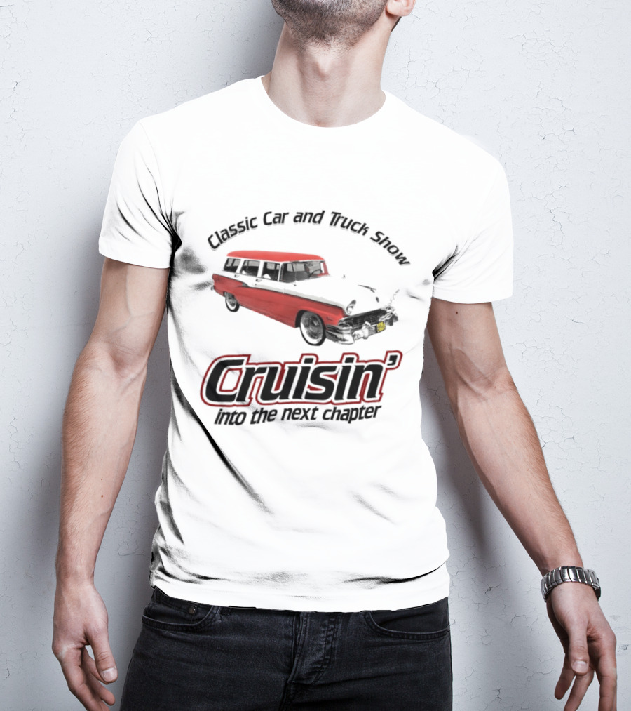 Classic Car And Truck Show Cruisin' Into The Next Chapter Vintage Red Station Wagon T-Shirt