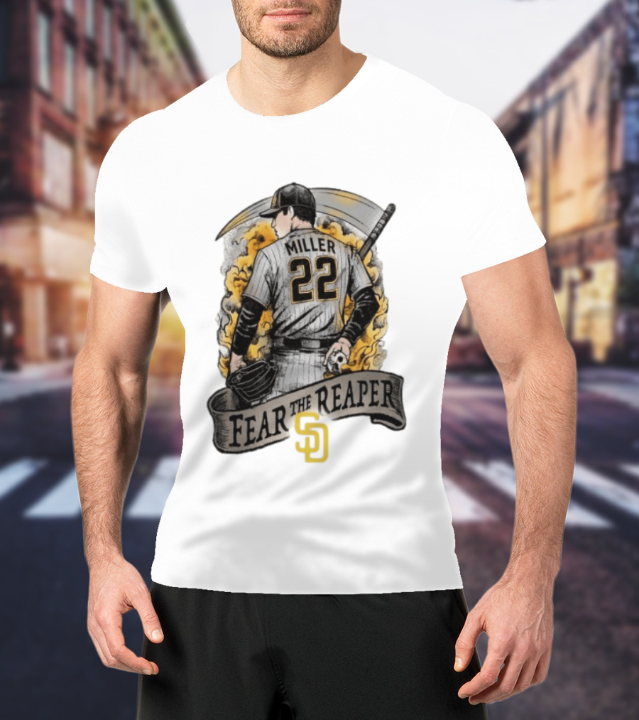 Mason Miller 22 Fear The Reaper San Diego Padres MLB T-Shirt
