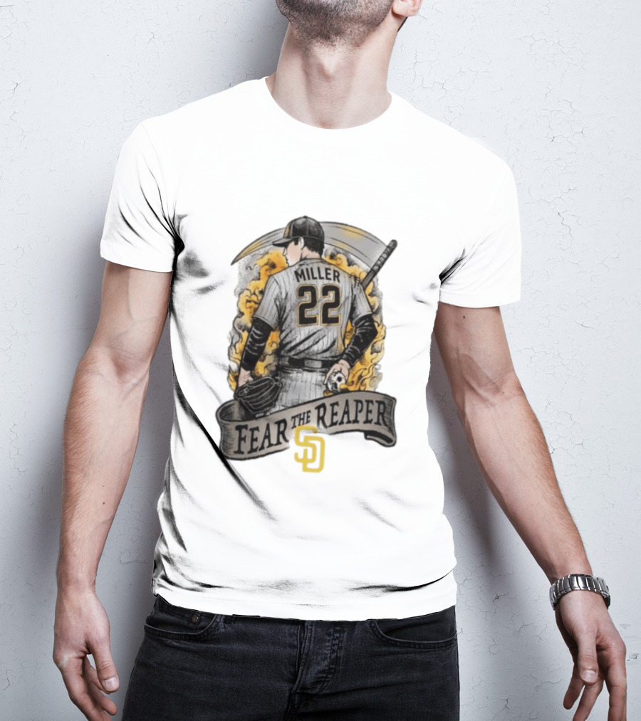 Mason Miller 22 Fear The Reaper San Diego Padres MLB T-Shirt