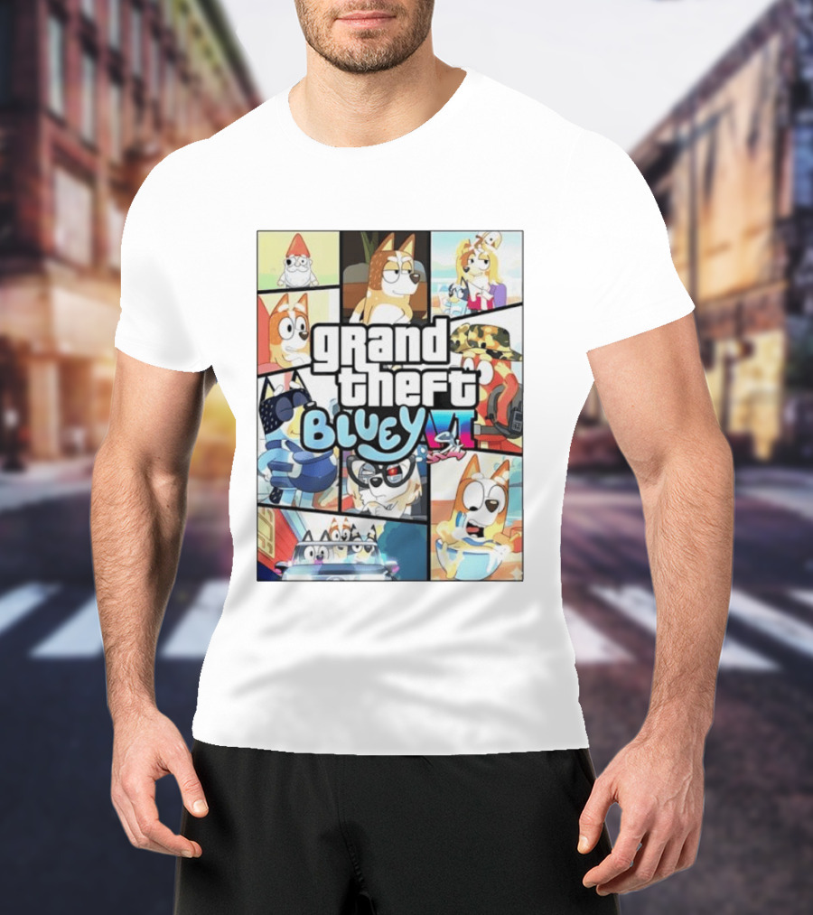 Grand Theft Bluey Funny Cartoon T-Shirt