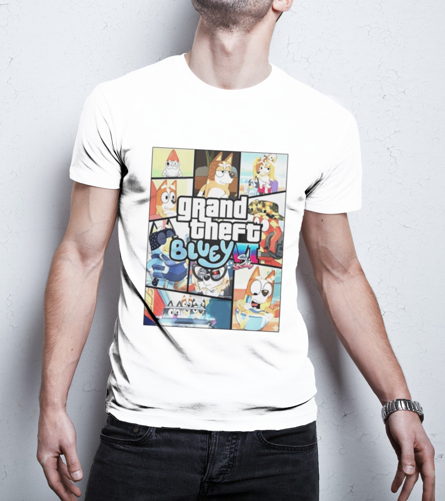 Grand Theft Bluey Funny Cartoon T-Shirt