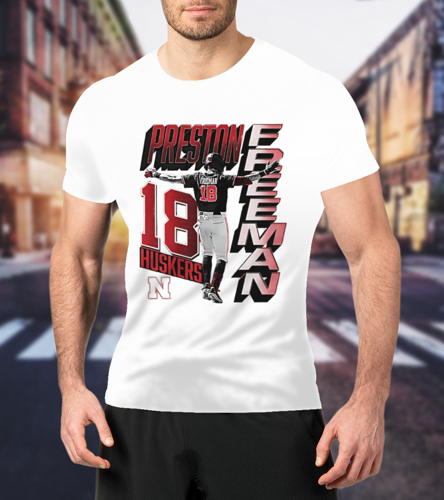 Preston Freeman 18 Huskers Nebraska Football Player T-Shirt