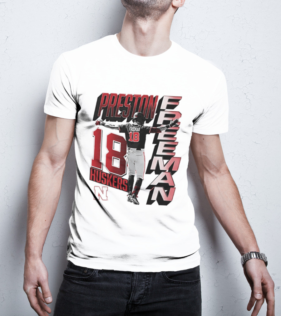 Preston Freeman 18 Huskers Nebraska Football Player T-Shirt